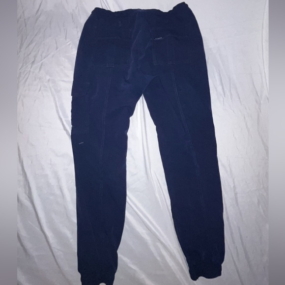 Jaanuu Men's Drawstring Jogger Navy Blue Pants Scrubs Zipper Clasp Pockets - Picture 4 of 9